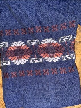 MEXICANA Navy Blue Embroidered Floral Panel Shirt